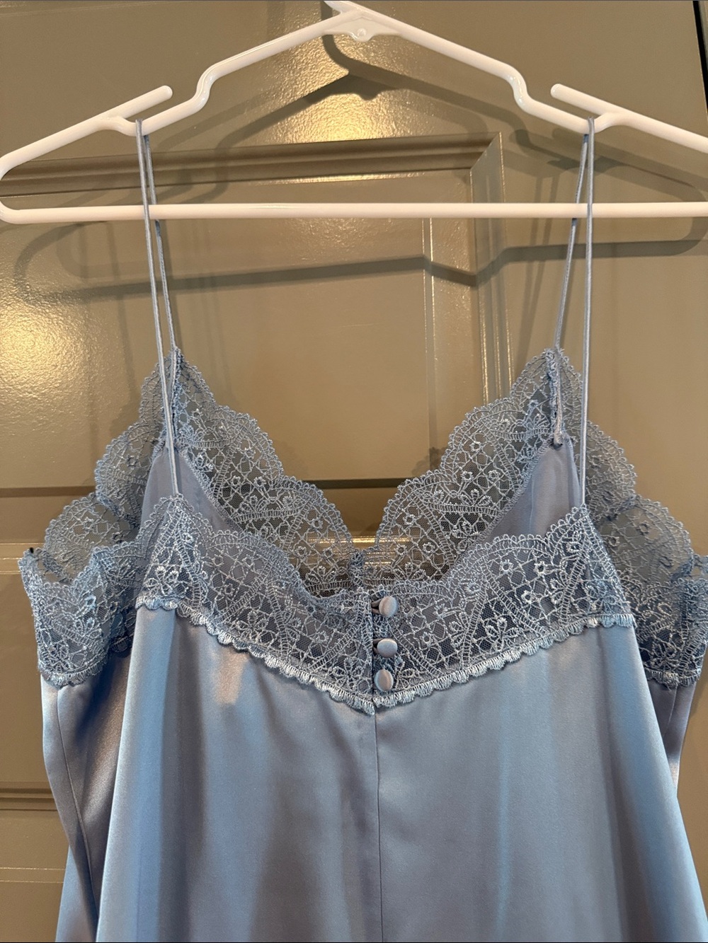 Sezane Nassima Lace-Trim Slip Dress in Light Blue NWT - Picture 7 of 9